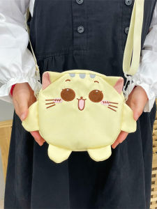 Kawaii Cat Embroidery Student Large Capacity Crossbody Bag Soft Cotton Material Versatile Bag for Young Men And Women