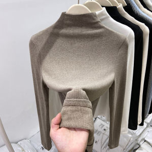 Stylish Versatile Age-reducing Half-high Collar Long Sleeve Top