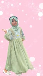 Akfas Akmal Fashion Baju Gamis Anak Mewah Lebaran Pesta Kondangan Jersey Premium Brokat Tile kode 35 Free Hijab Bahan Nyaman Untuk Anak Model Lengan Balon - Lazada