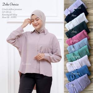 Blouse Wanita Oversize LD 124 Blouse Crincle Airflow Polos Busui Atasan Lengan Panjang Rit Shop