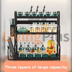 Kitchen Spice Rack Stainless Steel Seasoning Storage Rak Rempah Ratus Dapur Condiment Rack Rak Dapur Rak Serbaguna Kitchen Storage Rack Kitchen Shelf