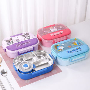 Insulated Stainless Steel 304 Cartoon Cute Lunch Box Divided with Soup Bowl for Students And Office Workers Meal Container