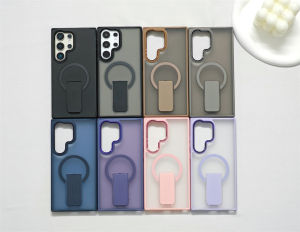 Hidden Stand Phone Case For Samsung Galaxy S24Ultra S23Ultra S24+ Support magnetic acrylic matte material