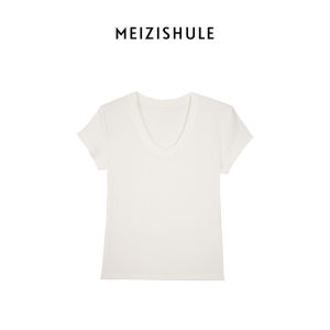 Comfortable Short Sleeve U-Neck T-Shirt Womens Korean Style Simple Match All Seasons Fashionable Slim Fit Summer Top