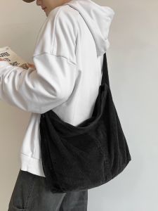 Japanese Street Trendy Crossbody Bag Mens and Womens Ins Harajuku Retro Corduroy Shoulder Bag Student Class Messenger Bag