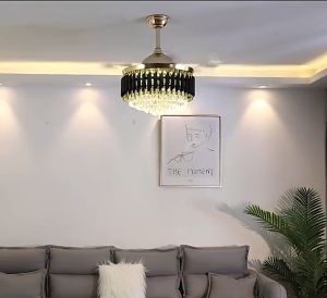 42 Inches Ceilings Fan With Lights Modern Remote Control/3 colors Dimming/6 Speeds Wind/ Invisible LED Ceiling Fan Light