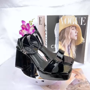 ( giày phom to) Giày cao gót đúp vuông 9p bản ngang da bóng bít gót tôn dáng đẹp - Đ21