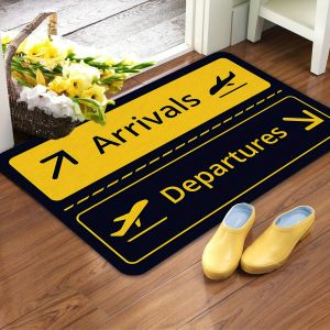 VIKAMA Airport Flight Information Sign Carpet Non-Slip Living Room Bedroom Hallway Creative Atmosphere Home Decor