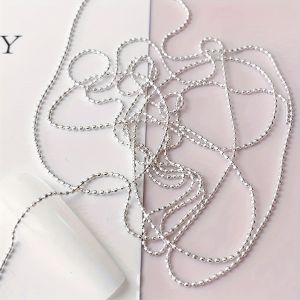 50CM Sparkling Punk-Style Nail Art Chain - Metal Beaded DIY Manicure Decoration Gold Silver Korean Accessory For Hands & Feet