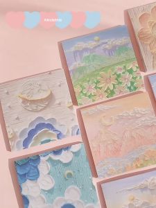 MOONSTRUCK 90sheets Sticky Note Memo Pad Nature Oil Painting Journal Scrapbook Diary Cute 风景油画手账素材粘贴纸学生留言备忘便签纸*MP220611*