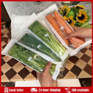 Reusable Fresh-Keep Bags for Fruits and Vegetables Refrigerator Storage Leakproof and Thickened Kitchen Packing Containers Long Strip Fresh-keeping Bag Thickened Double Ribbed Sealed Bags with Self Sealing Bags Food Grade Refrigerator Storage Bag
