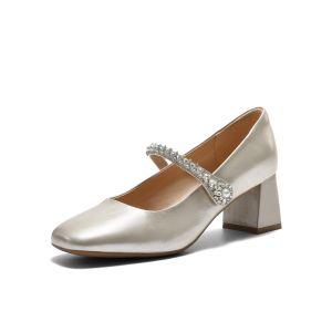 Belle | Red Chunky Heel Mary Janes Pumps