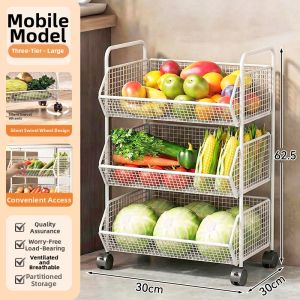 Multifunctional Layered Rolling Kitchen Storage Rack
