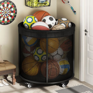 Indoor Basketball Storage Rack Foldable Stand Metal Sports Equipment Organizer for Living Room Bedroom Dormitory Balcony Corridor