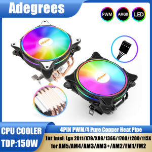 X99 ARGB CPU Air Cooler 4PIN PWM 4 Heatpipes Low Profile Cooler for Intel LGA 1366 1155 1151 1200 1700 2011 X79 AMD AM3 AM4 AM5