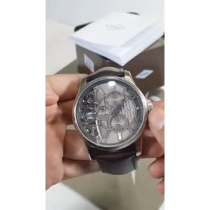 [Promo] Jam Tangan Pria FS ME 1098 / ME1098 Mechanical Twist Gray Dial Brown Leather Original Garansi 2 Tahun [✔COD][100% Authentic]
