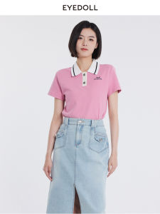 Fashionable Casual Short Pink T-Shirt Womens Summer New Style EYEDOLL Cotton Polyester Blend Regular Sleeve Length