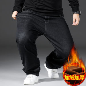 Mùa Đông Dày Lót Lông Cừu Quần Jean Nam Rời Thiết Kế Chân Thẳng Cao Cấp Co Giãn Bom Túi Màu Đen Nguyên Chất quần Dài