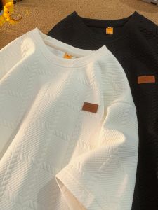 เสื้อยืดคอกลมแขนสั้นผู้ชาย ทรงหลวม ทรงหลวม แขนสั้น ลายดอกไม้ ทรงหลวม เสื้อยืดคอกลมผ้าฝ้าย สไตล์ฤดูร้อน