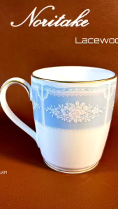 NORITAKE 100%New - Lacewood Gold - 01 Chiếc Cốc/ Ly Lam Anh Kim Diệp Vân Nổi Viền Vàng