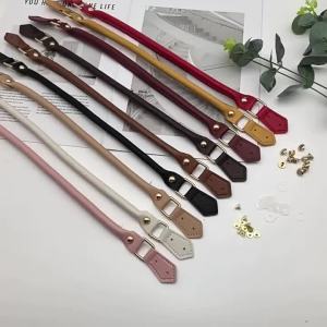 2pcs PU Leather Purse Strap 4cm Short Handles Strap Leather Bag Handles Bag Strap for DIY Crocheted Wallet Tote Bag Repairing