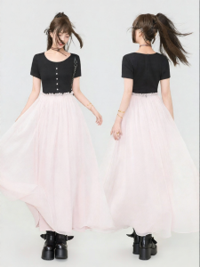 Keiko | Elegant Rococo Style Contrast Color Summer Dress