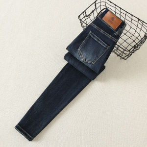 High Waist Denim Jeans Womens Fall 2025 Slim Fit Elastic Pencil Pants La Chapelle Casual Wear Resistant Pure Color