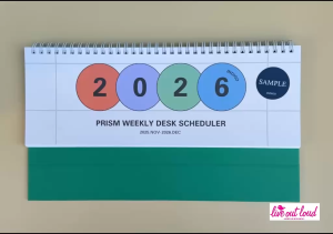 2026 Prism Horizontal Weekly Scheduler ปฏิทินตารางงานตั้งโต๊ะแบบแนวนอน