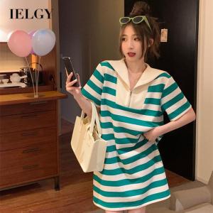 IELGY womens vintage navy collar striped dress