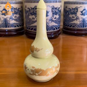 4 CỠ Nậm Rượu Thờ Cúng 2 Bầu Men Ngà Vàng Chuẩn Bát Tràng
