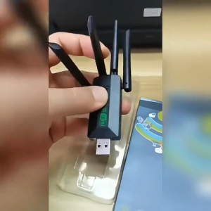 【High-Speed】6400Mbps Wi-Fi 6 USB 3.0 Network Adapter – 4 Antennas Wi-Fi + Bluetooth 2-in-1 Plug-and-Play Ideal for Gaming Streaming PC & Laptop