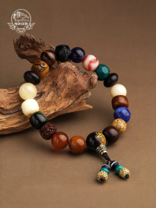 POTALA PALACE | Potala Palace Cow Bone Obsidian Diverse Tiger Tooth Bead Eighteen Bodhisattva Prayer Beads