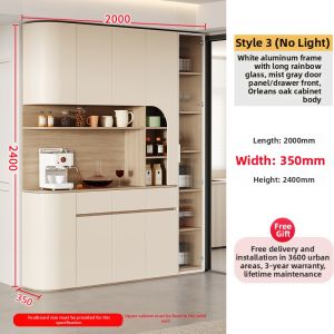 Retro Cream Style Freestanding Sideboard and Wine Cabinet Integrated Wall High Storage 2G359