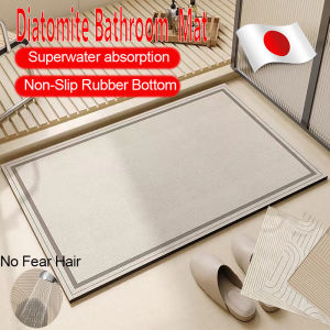 Bathroom Floor Mat Diatomite Bathroom Mat Japanese Non Slip Rubber Mat Quicky Dry Shower Mat Super Absorbent Floor Mat Bath Anti-Slip Mat Antibacterial Anti-Mildew Environmentally Friendly and Easy to Clean Bathroom Kitchen Dining Table and Bedroom Mats