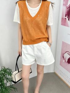 YUEZHONGWEI | Áo Thun Giả Hai Mảnh Độc Đáo Hình V