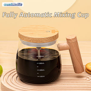 Justliving Cốc tự khuấy điện tốc độ cao Cốc Trộn Borosilicate cao thủy tinh trộn cốc cà phê xoay văn phòng nhà cửa du lịch Cốc khuấy thích hợp cho Cà Phê/sữa/Bột Protein