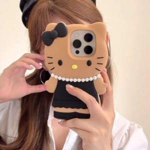 Sanrio | Cute Ins Style Necklace Hello Kitty Phone Case for iPhone 17 16 15 14 13 12 Pro Max 17Pro Kitty Soft Silicone Cartoon Back Cover