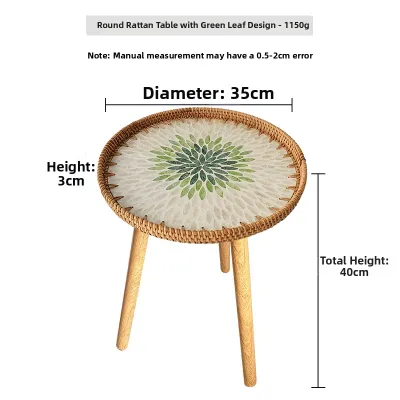Nordic Style Handmade Wicker Shell Square Sofa Small Side Table European Style