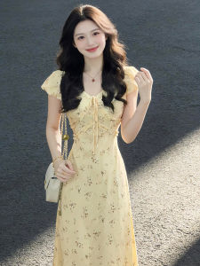 NIUVIES | French Style V-Neck Floral Dress Slimming Summer