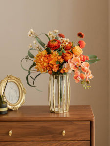 Luxurious Orange Dried Flower Bouquet Living Room Table Decorative Accessories Artificial Flowers Home Decoration Crux Brand