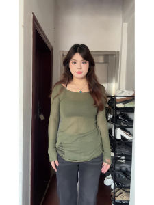 plus Size Knitwear Shoulder Bared Hole Design Loose Fit Womens Versatile Spring Long Sleeve Casual Style for Pear Shaped