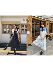 Heavy Embroidery Butterfly Knot Long Skirt Denim Lace Splicing Summer Sweet Style Womens Dress without Sleeve Neck Type