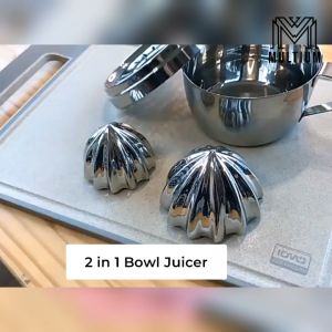 Stainless Steel Lemon Squeezer Bowl Manual Fruit Juicer 2 in 1 Reamers Easy to Clean Easy to Use