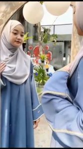 Rumi Abaya Bahan Cringkle Air Flow Mix Payet Berbentuk Kristal Pada Bagian Lengan Dress Polos Cantik Kekinian Viral