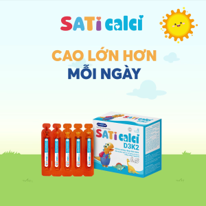 CANXI HỮU CƠ SATICALCI D3K2 (20 ống) - Giúp bổ sung canxi hỗ trợ tăng chiều cao cho bé.
