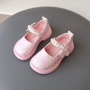 SHUNAICHI Bling All Over Stars Fashion Leather Shoes for Kids Girls Beading Black Pink White Rubber Children School Dress Shoes New I01163