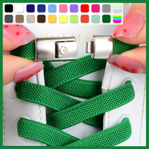 20 Tali Sepatu Warna Tidak Perlu Mengikat Tombol Sabuk Pengaman Tali Lebar Elastis