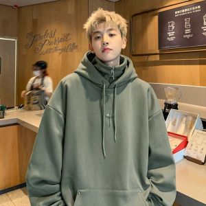 Mens Hoodie Jacket Half Zip High Collar Long Sleeve Sweatshirt Casual Comfortable Autumn Winter Fashionable Streetwear