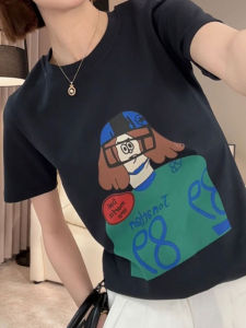 Áo Thun Nữ Tay Ngắn Mỏng in Họa Tiết Mùa Hè 2025 Dáng Ôm Vừa Vặn Thường Ngày Đa Năng Vai Áo Dài Vừa Vặn