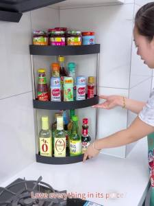 Corner Shelf Organizer 3 Tier - Rustic Bathroom Counter Storage Kitchen Spice Rack Vanity Makeup Tray Iron Under Sink
